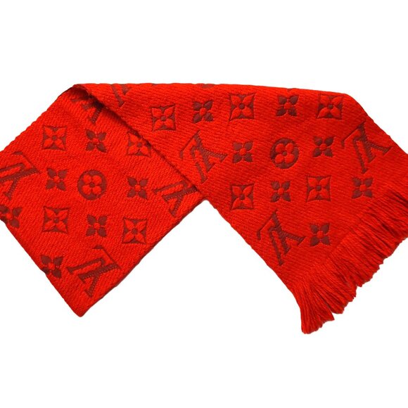 Louis Vuitton LV Vintage Red Shine Monogram Logomania Scarf - Picture 1 of 14